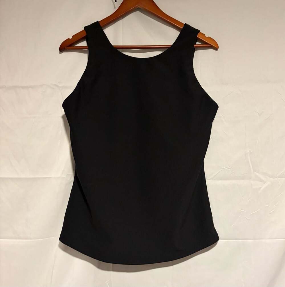 32 Degrees Cool Black Ribbed Tank Top with Built-in Bra
